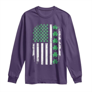 American Shamrock Flag Long Sleeve Shirt Lucky St Patricks Day TS02 Purple Print Your Wear