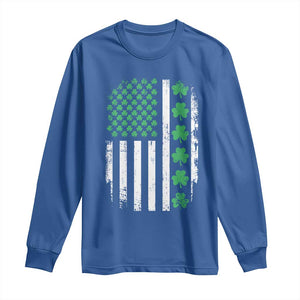 American Shamrock Flag Long Sleeve Shirt Lucky St Patricks Day TS02 Royal Blue Print Your Wear