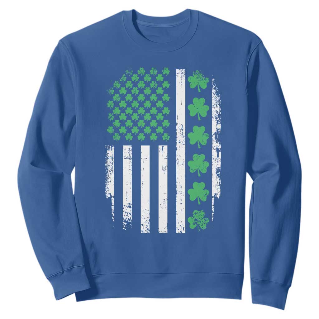 American Shamrock Flag Sweatshirt Lucky St Patricks Day TS02 Royal Blue Print Your Wear