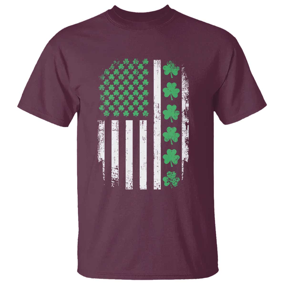 American Shamrock Flag T Shirt Lucky St Patricks Day TS02 Maroon Print Your Wear