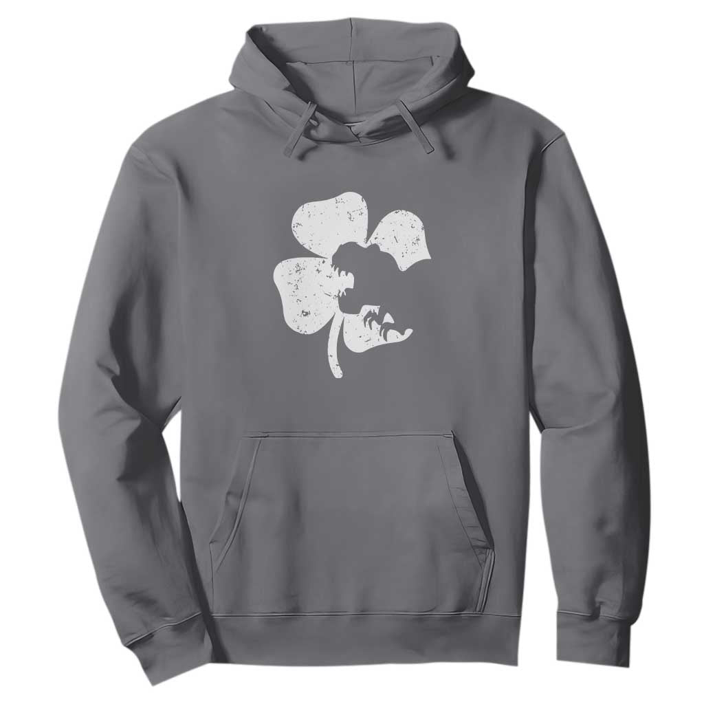 St Patricks Day Dinosaur Rex Hoodie Dino in Lucky Shamrock TS02 Charcoal Print Your Wear
