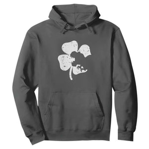 St Patricks Day Dinosaur Rex Hoodie Dino in Lucky Shamrock TS02 Dark Heather Print Your Wear
