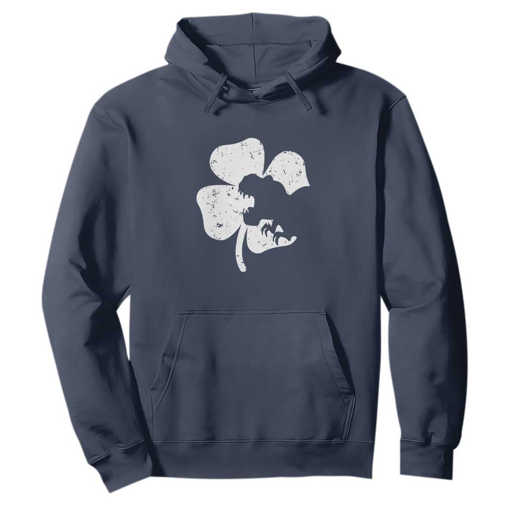 St Patricks Day Dinosaur Rex Hoodie Dino in Lucky Shamrock TS02 Navy Print Your Wear