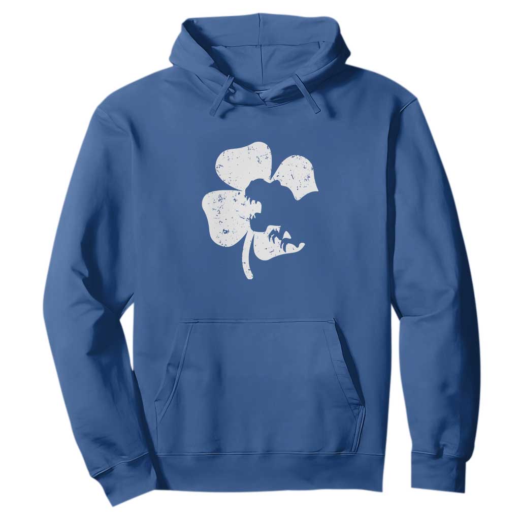 St Patricks Day Dinosaur Rex Hoodie Dino in Lucky Shamrock TS02 Royal Blue Print Your Wear
