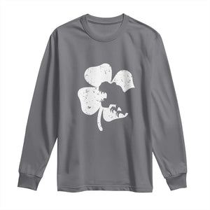 St Patricks Day Dinosaur Rex Long Sleeve Shirt Dino in Lucky Shamrock TS02 Charcoal Print Your Wear