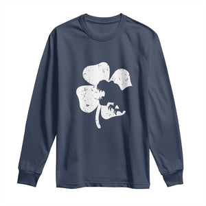 St Patricks Day Dinosaur Rex Long Sleeve Shirt Dino in Lucky Shamrock TS02 Navy Print Your Wear