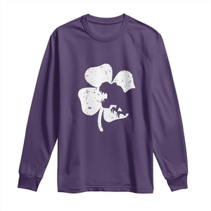 St Patricks Day Dinosaur Rex Long Sleeve Shirt Dino in Lucky Shamrock TS02 Purple Print Your Wear