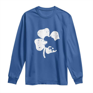 St Patricks Day Dinosaur Rex Long Sleeve Shirt Dino in Lucky Shamrock TS02 Royal Blue Print Your Wear