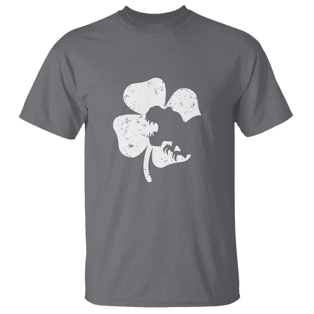 St Patricks Day Dinosaur Rex T Shirt Dino in Lucky Shamrock TS02 Charcoal Print Your Wear