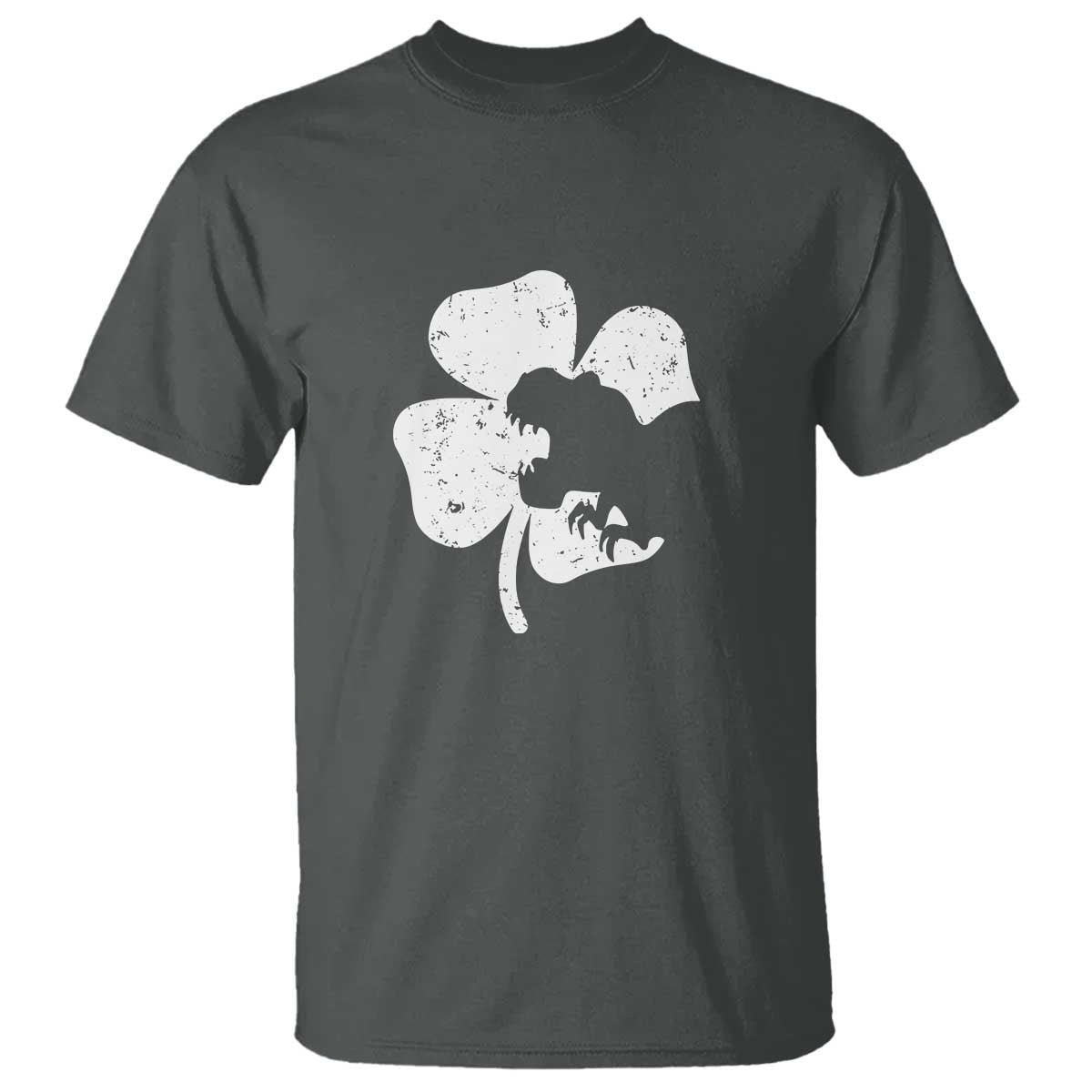 St Patricks Day Dinosaur Rex T Shirt Dino in Lucky Shamrock TS02 Dark Heather Print Your Wear