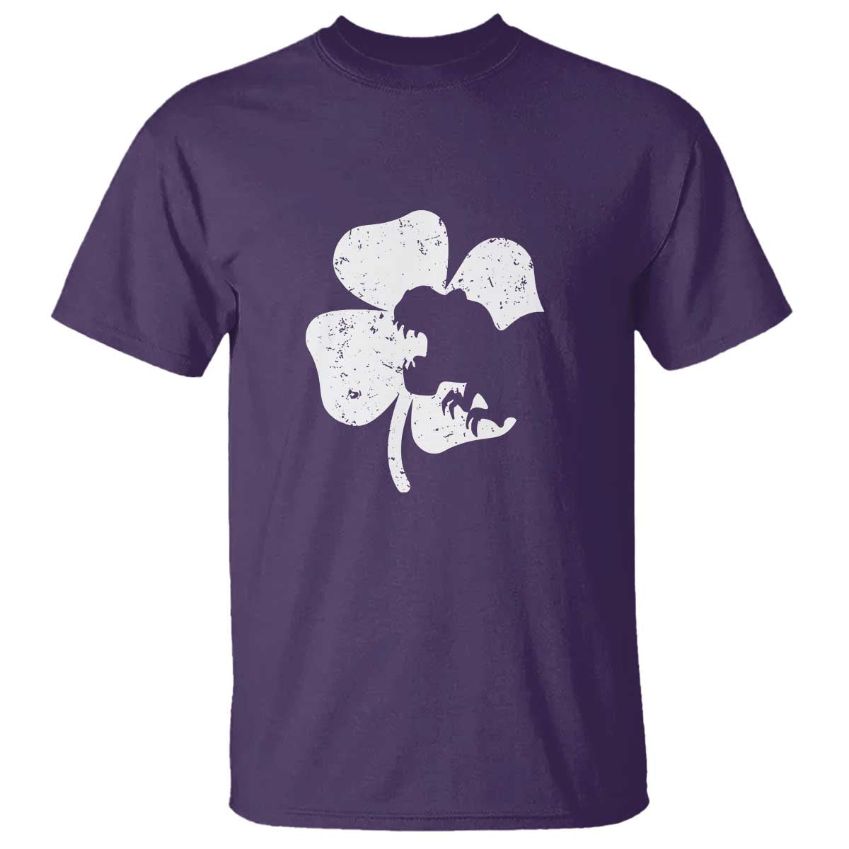 St Patricks Day Dinosaur Rex T Shirt Dino in Lucky Shamrock TS02 Purple Print Your Wear