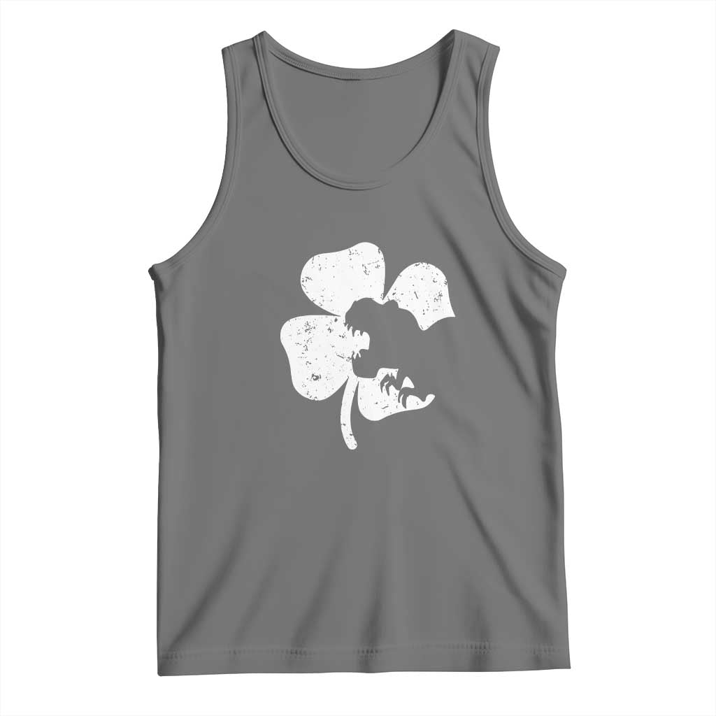 St Patricks Day Dinosaur Rex Tank Top Dino in Lucky Shamrock TS02 Black Heather Print Your Wear