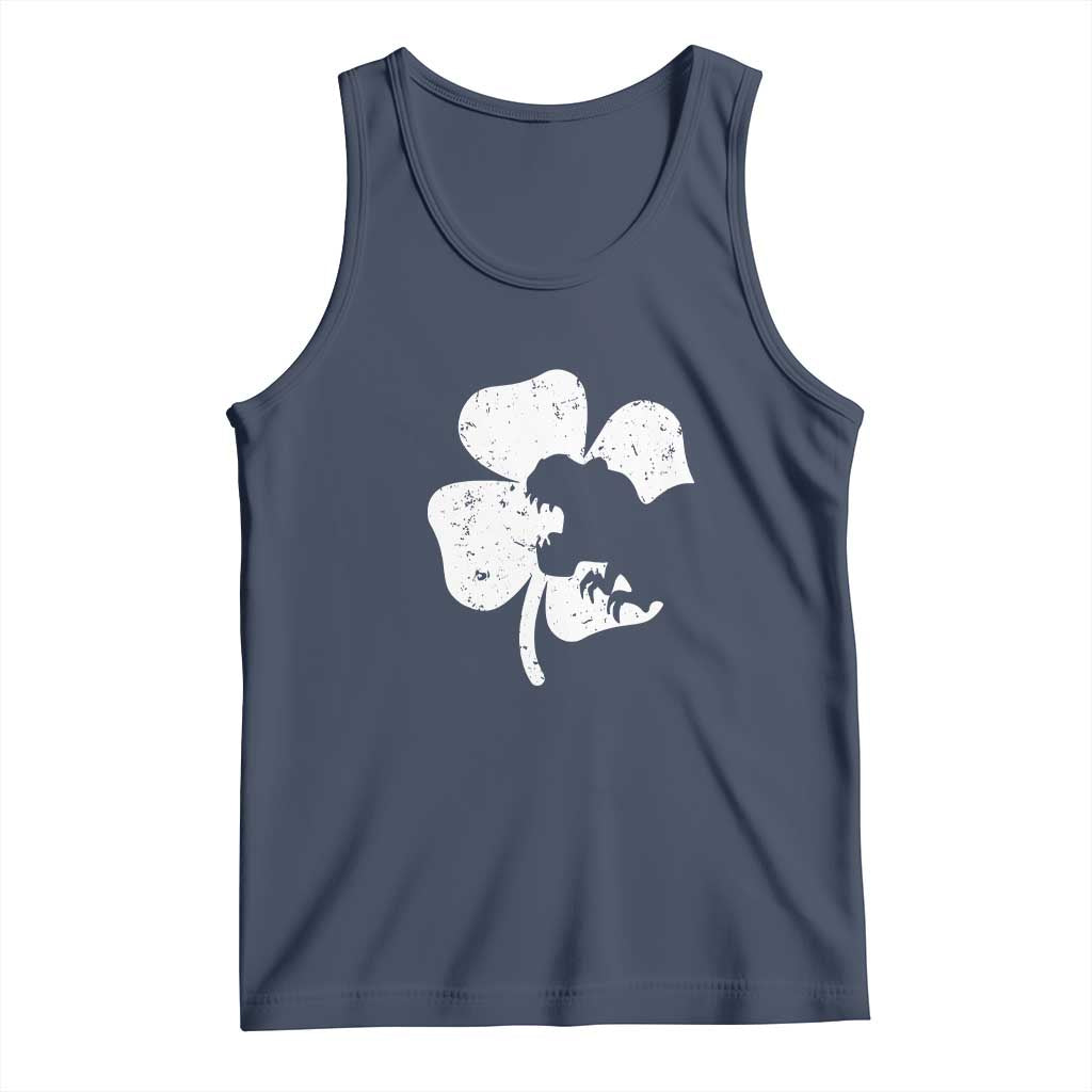 St Patricks Day Dinosaur Rex Tank Top Dino in Lucky Shamrock TS02 Navy Print Your Wear