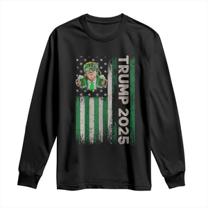 Funny St Patrick's Day Trump 2025 Long Sleeve Shirt Beer Drinking Day American Flag Vintage TS02 Black Print Your Wear