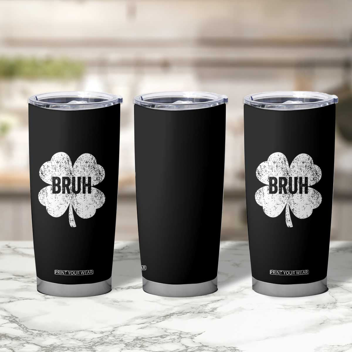 Funny St Patricks Day Bruh Tumbler Cup Lucky Shamrock Vintage TS02 Print Your Wear