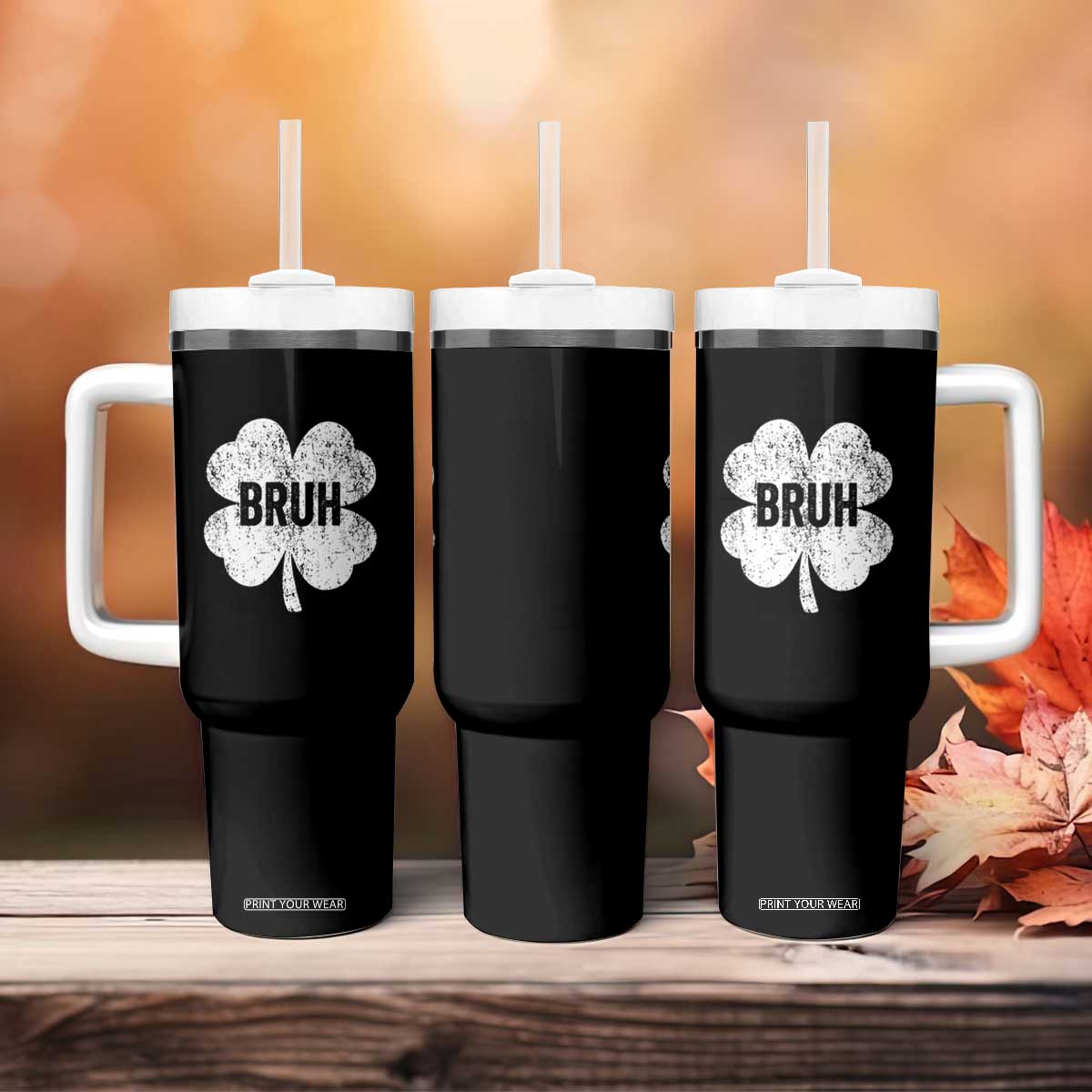 Funny St Patricks Day Bruh Tumbler With Handle Lucky Shamrock Vintage TS02 Print Your Wear