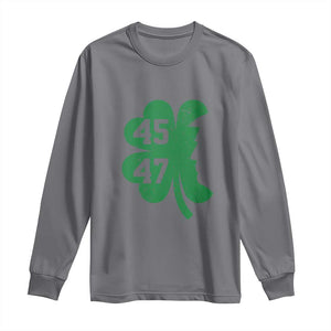 Funny St Patrick's Day Trump 45 47 Long Sleeve Shirt US President Lucky Shamrock TS02 Charcoal Print Your Wear