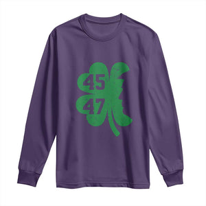 Funny St Patrick's Day Trump 45 47 Long Sleeve Shirt US President Lucky Shamrock TS02 Purple Print Your Wear