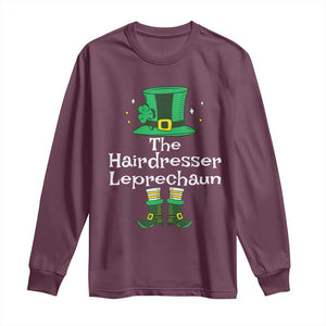 The Hairdresser Leprechaun Matching Group Long Sleeve Shirt Festive St Patricks Day Squad Hairdressers TS02 Maroon Print Your Wear