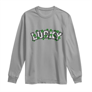 St Patricks Day Lucky Shamrock Long Sleeve Shirt Vintage Minimalist TS02 Sport Gray Print Your Wear