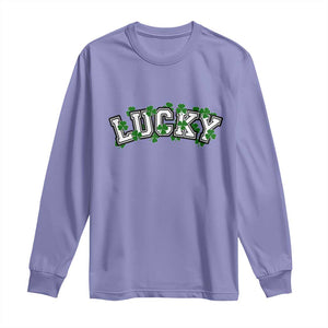 St Patricks Day Lucky Shamrock Long Sleeve Shirt Vintage Minimalist TS02 Violet Print Your Wear