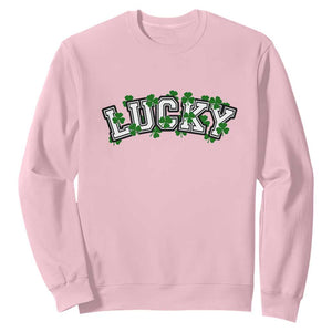 St Patricks Day Lucky Shamrock Sweatshirt Vintage Minimalist TS02 Light Pink Print Your Wear