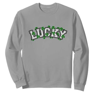 St Patricks Day Lucky Shamrock Sweatshirt Vintage Minimalist TS02 Sport Gray Print Your Wear