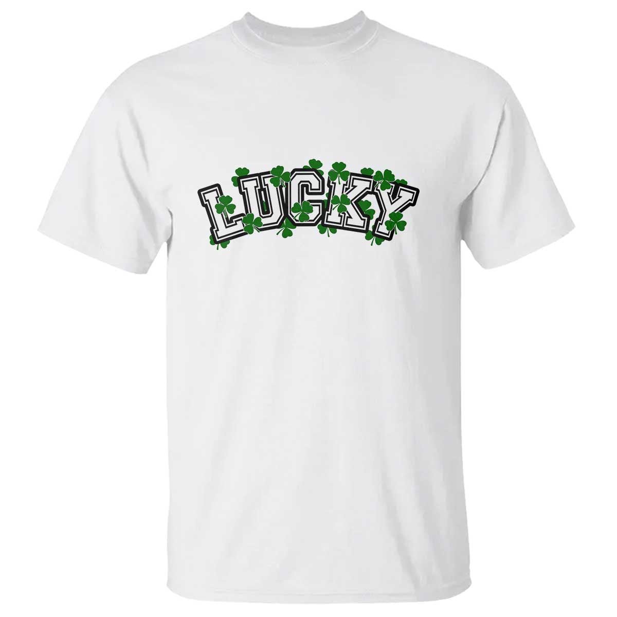 St Patricks Day Lucky Shamrock T Shirt Vintage Minimalist TS02 White Print Your Wear