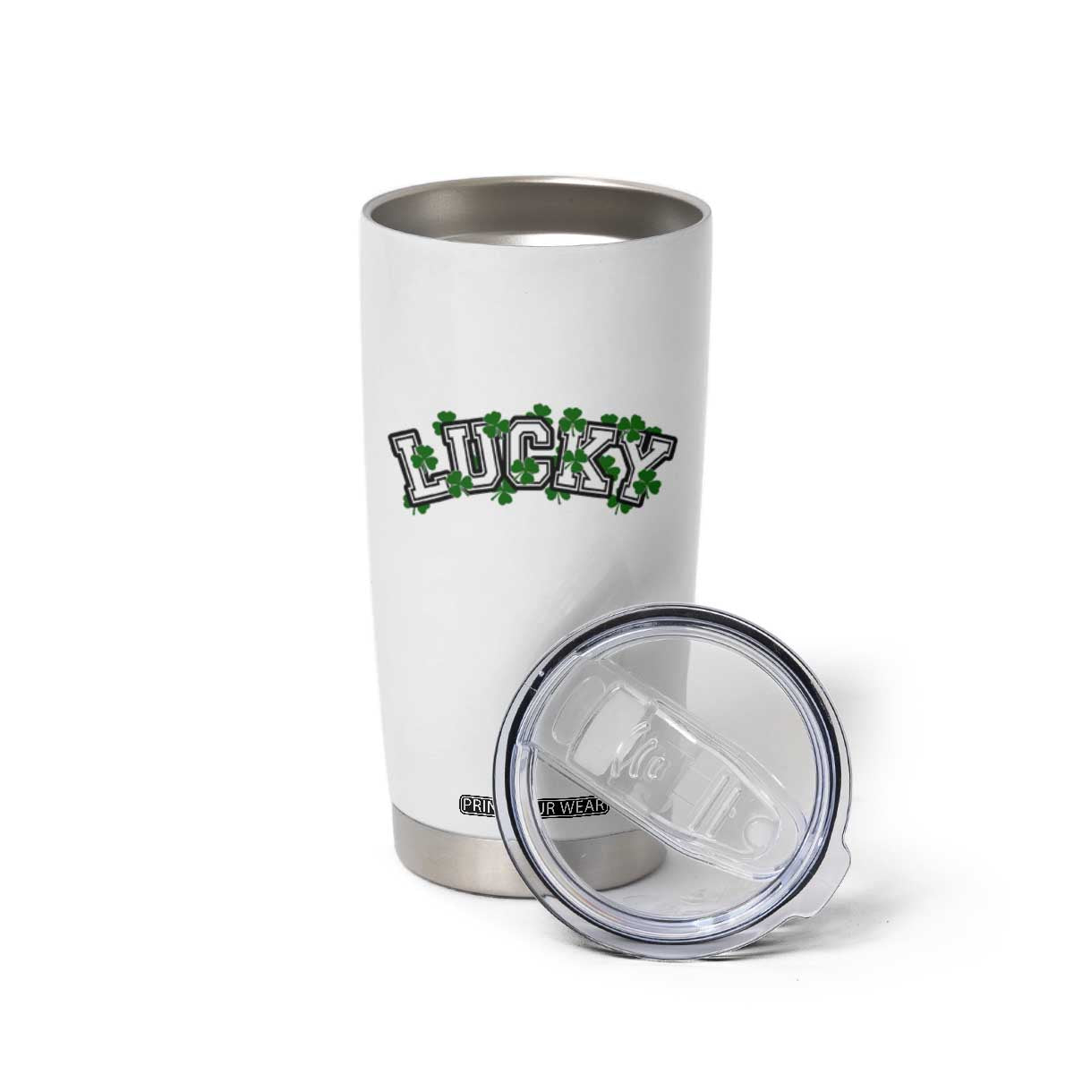 St Patricks Day Lucky Shamrock Tumbler Cup Vintage Minimalist TS02 Print Your Wear