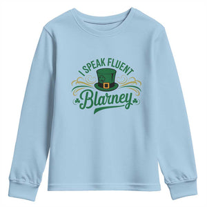 I Speak The Blarney Youth Sweatshirt Funny Irish St. Patricks Day TS02 Light Blue Print Your Wear