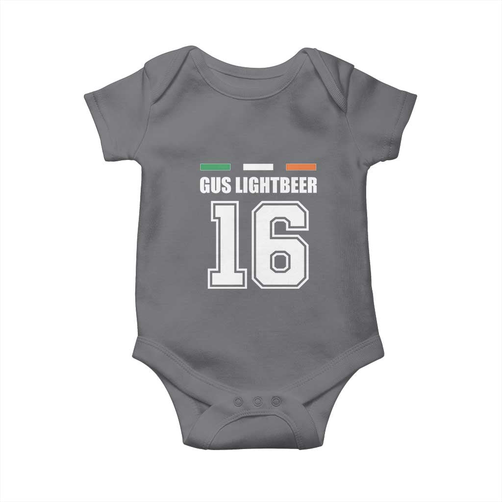 Funny Gus Lightbeer 16 Baby Onesie Ireland Irish Name St. Patricks Day Drinking Pub TS02 Charcoal Print Your Wear