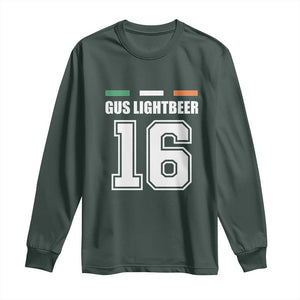 Funny Gus Lightbeer 16 Long Sleeve Shirt Ireland Irish Name St. Patricks Day Drinking Pub TS02 Dark Forest Green Print Your Wear