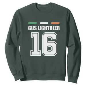Funny Gus Lightbeer 16 Sweatshirt Ireland Irish Name St. Patricks Day Drinking Pub TS02 Dark Forest Green Print Your Wear
