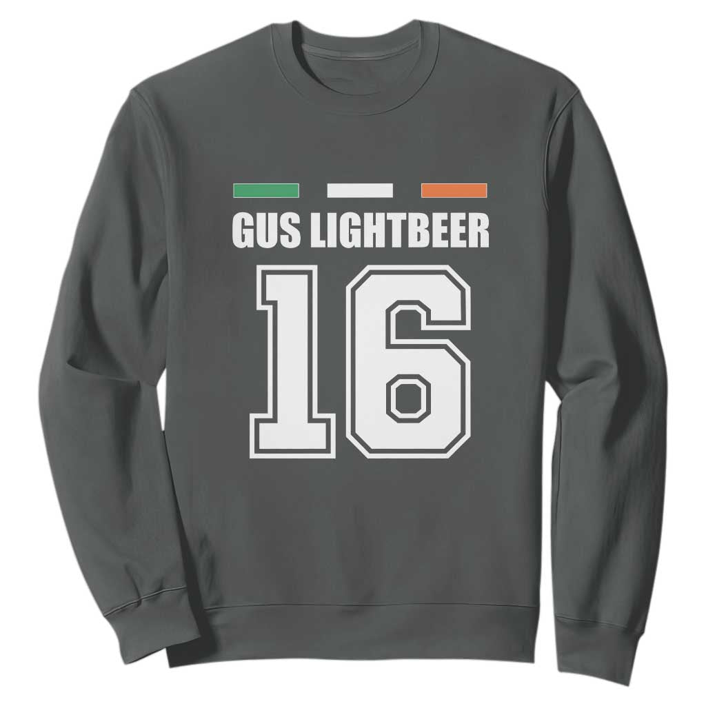 Funny Gus Lightbeer 16 Sweatshirt Ireland Irish Name St. Patricks Day Drinking Pub TS02 Dark Heather Print Your Wear