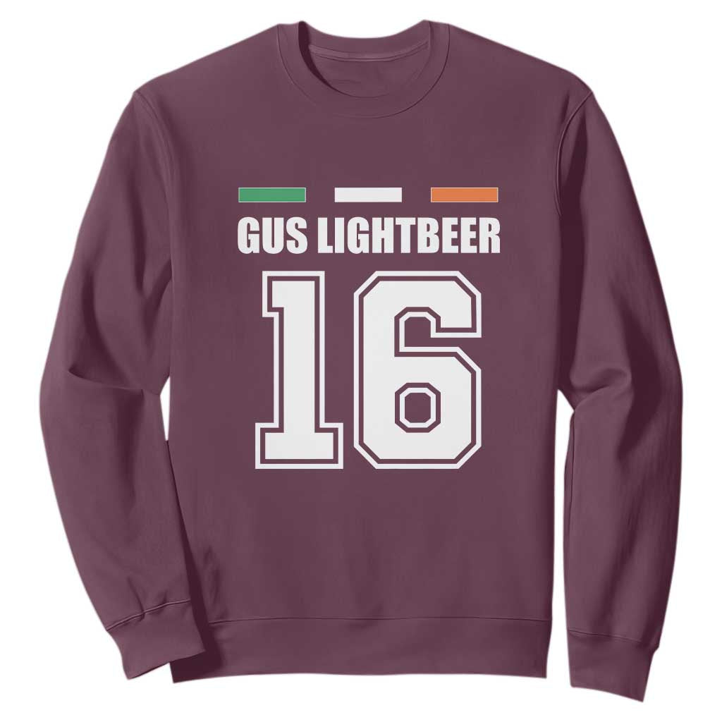 Funny Gus Lightbeer 16 Sweatshirt Ireland Irish Name St. Patricks Day Drinking Pub TS02 Maroon Print Your Wear