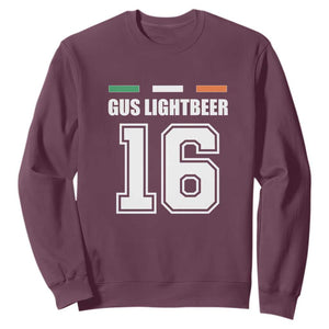 Funny Gus Lightbeer 16 Sweatshirt Ireland Irish Name St. Patricks Day Drinking Pub TS02 Maroon Print Your Wear