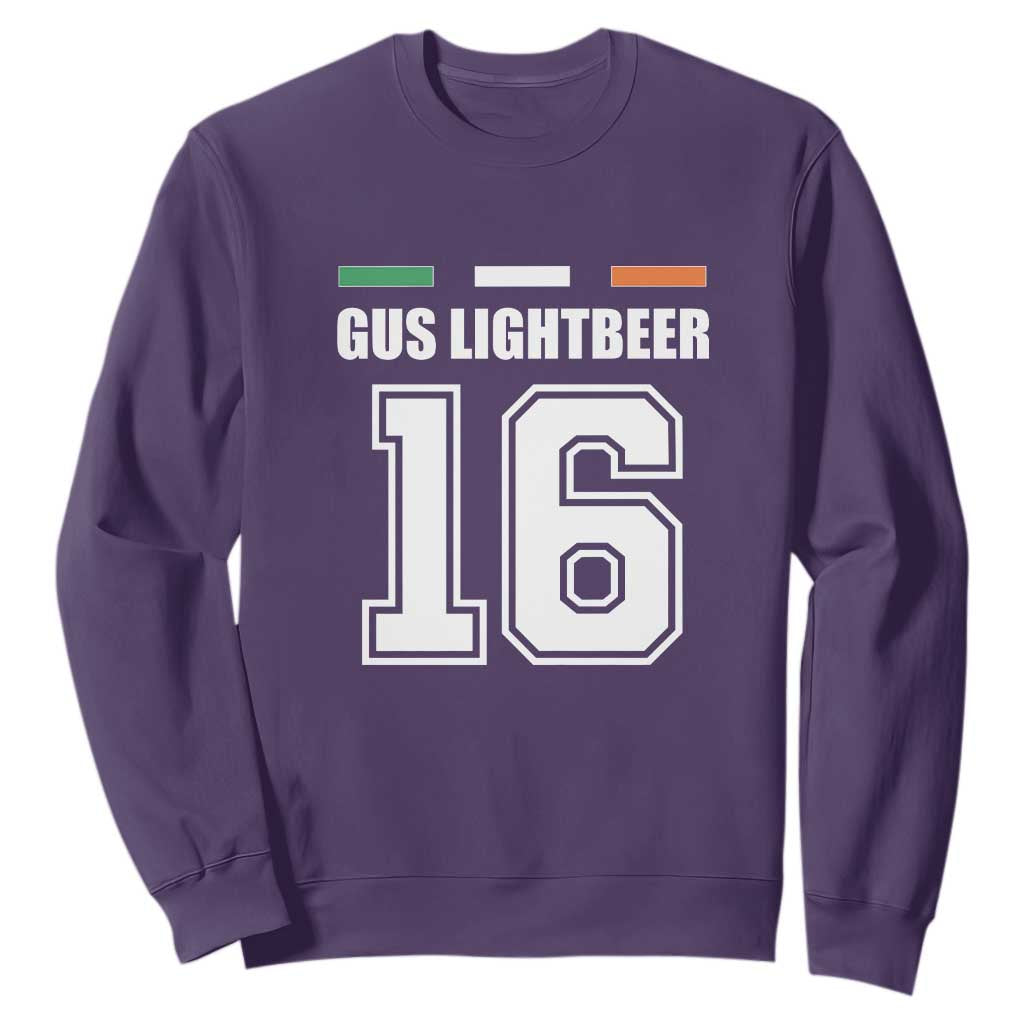 Funny Gus Lightbeer 16 Sweatshirt Ireland Irish Name St. Patricks Day Drinking Pub TS02 Purple Print Your Wear