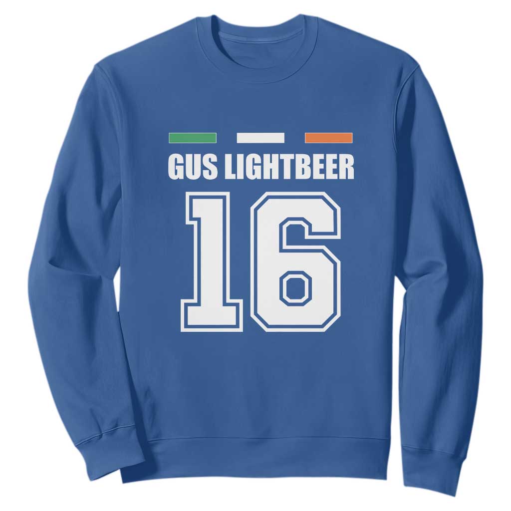 Funny Gus Lightbeer 16 Sweatshirt Ireland Irish Name St. Patricks Day Drinking Pub TS02 Royal Blue Print Your Wear