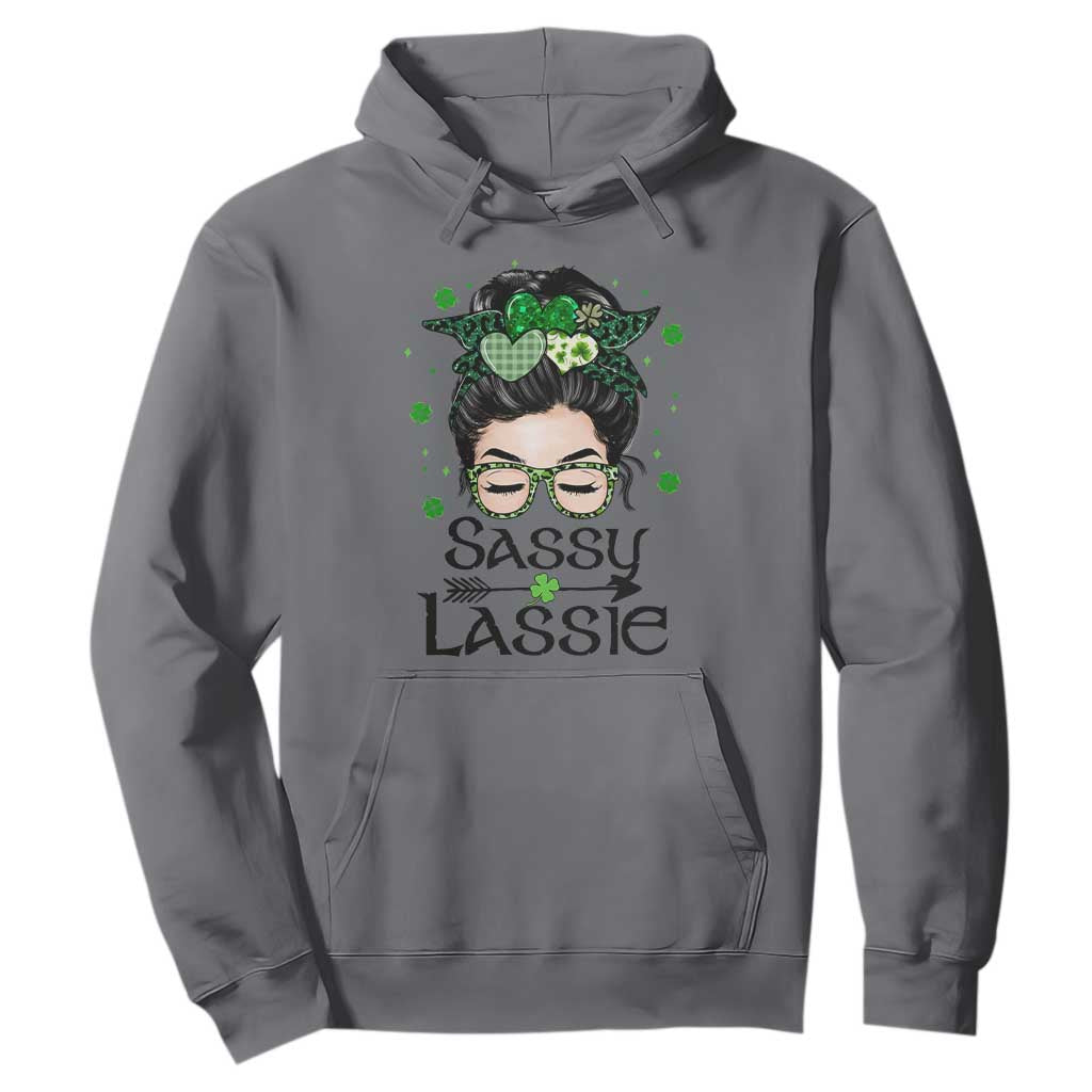 Lucky Sassy Lassie Messy Bun Hoodie Funny St Patricks Day TS02 Charcoal Print Your Wear