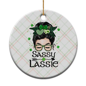 Lucky Sassy Lassie Messy Bun Ceramic Ornament Funny St Patricks Day TS02 1pc Christmas Plaid Print Your Wear