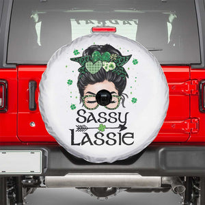 Lucky Sassy Lassie Messy Bun Spare Tire Cover Funny St Patricks Day TS02 White Print Your Wear