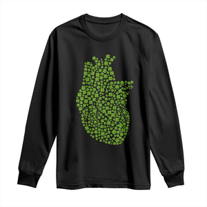 Lucky Shamrocks Heart Long Sleeve Shirt Anatomical Anatomy St Patrick's Day TS02 Black Print Your Wear