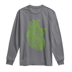 Lucky Shamrocks Heart Long Sleeve Shirt Anatomical Anatomy St Patrick's Day TS02 Charcoal Print Your Wear