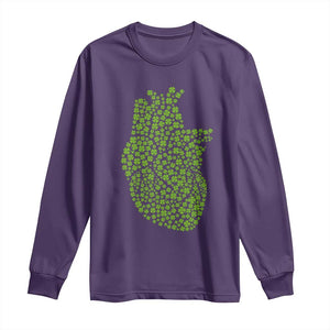 Lucky Shamrocks Heart Long Sleeve Shirt Anatomical Anatomy St Patrick's Day TS02 Purple Print Your Wear