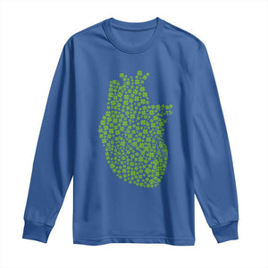 Lucky Shamrocks Heart Long Sleeve Shirt Anatomical Anatomy St Patrick's Day TS02 Royal Blue Print Your Wear