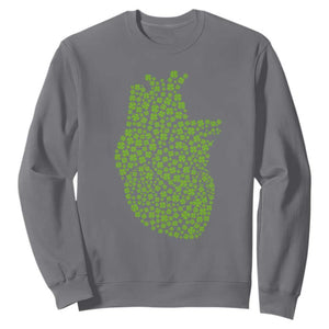 Lucky Shamrocks Heart Sweatshirt Anatomical Anatomy St Patrick's Day TS02 Charcoal Print Your Wear