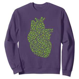 Lucky Shamrocks Heart Sweatshirt Anatomical Anatomy St Patrick's Day TS02 Purple Print Your Wear