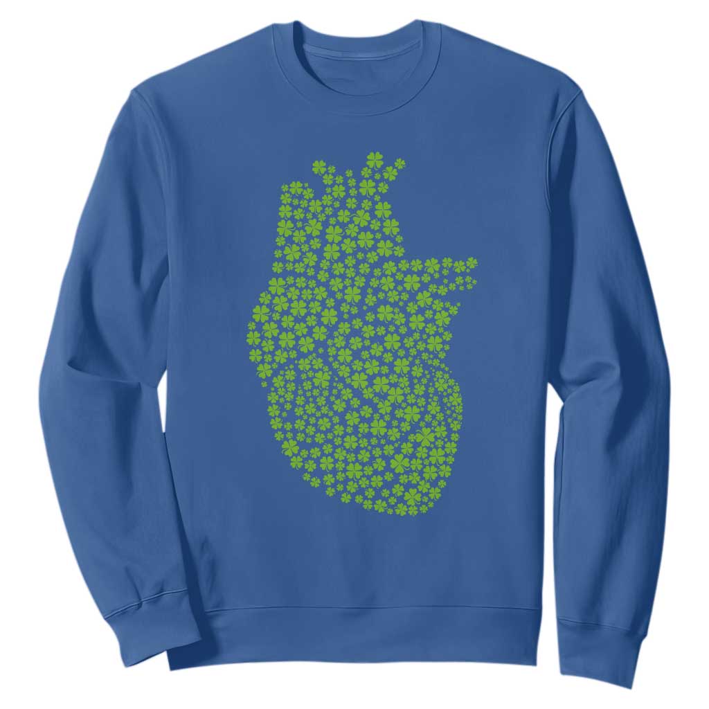 Lucky Shamrocks Heart Sweatshirt Anatomical Anatomy St Patrick's Day TS02 Royal Blue Print Your Wear