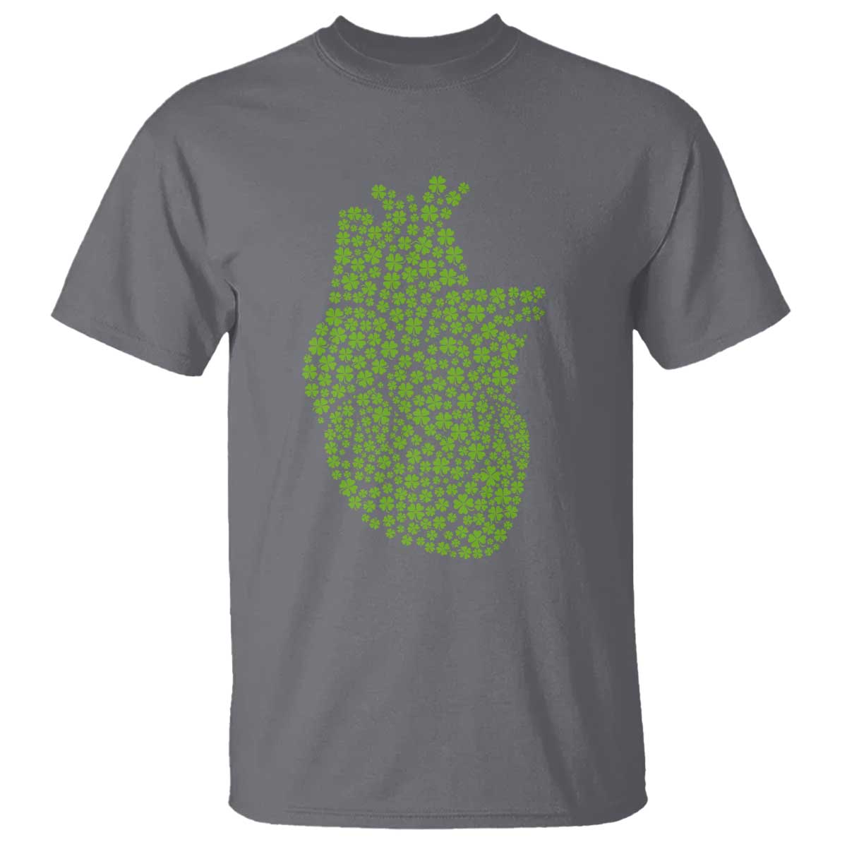 Lucky Shamrocks Heart T Shirt Anatomical Anatomy St Patrick's Day TS02 Charcoal Print Your Wear