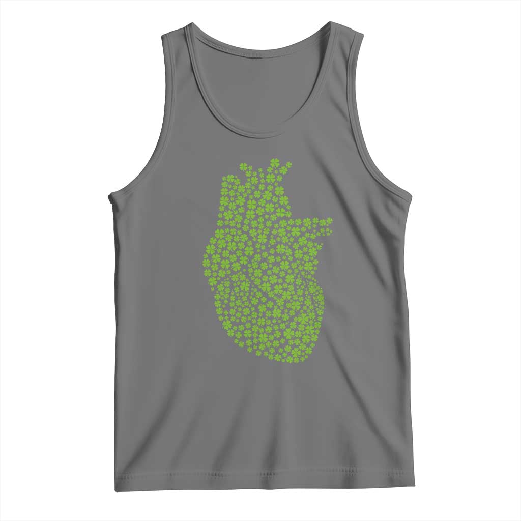 Lucky Shamrocks Heart Tank Top Anatomical Anatomy St Patrick's Day TS02 Black Heather Print Your Wear